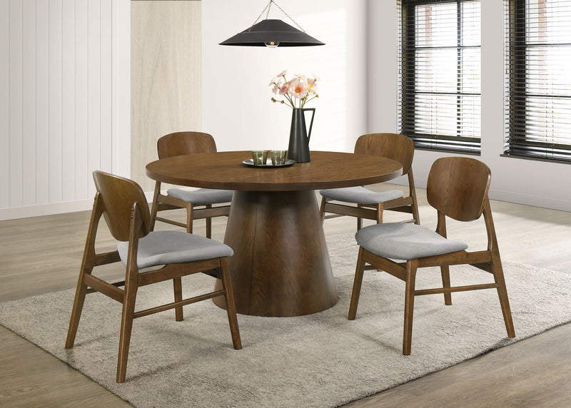 Mesa de comedor redonda de madera con pedestal Franklin de 54 pulgadas, color marrón oscuro