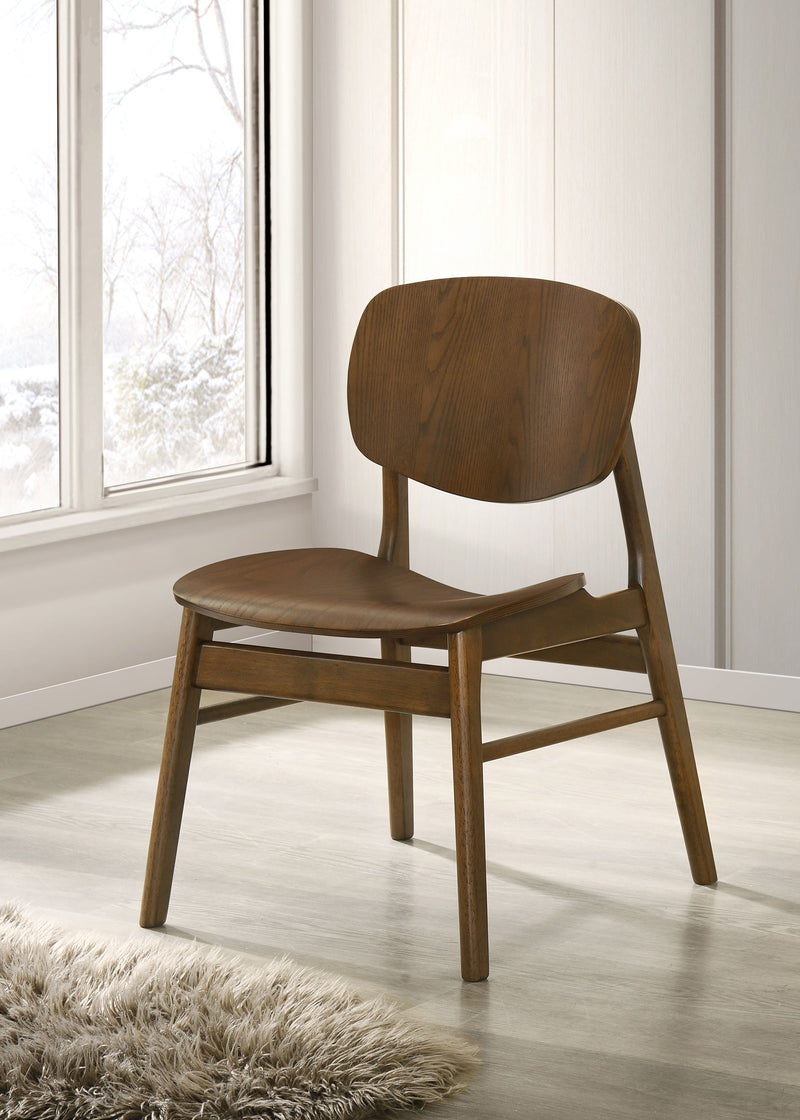 Sillas Auxiliares de Comedor Benford con Asiento de Madera Marrón Oscuro (Juego de 2)