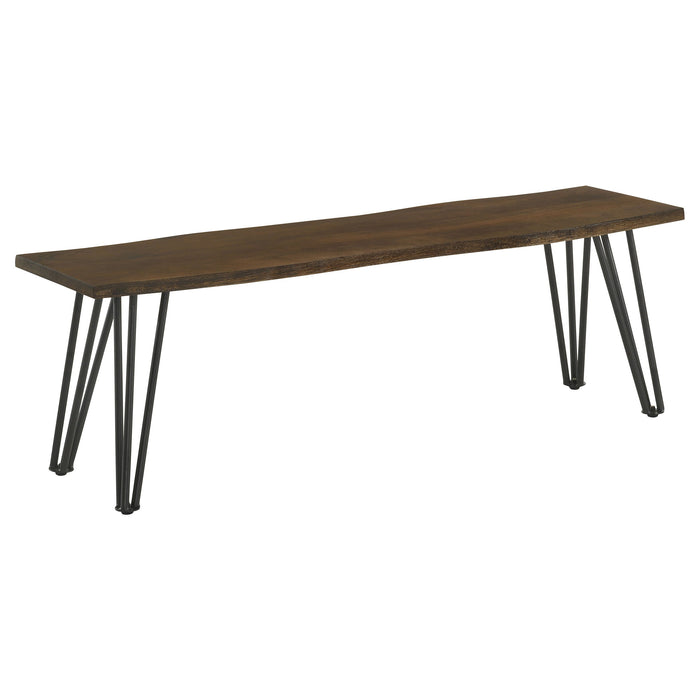 Topeka Live-edge Dining Bench Mango Cocoa and Gunmetal