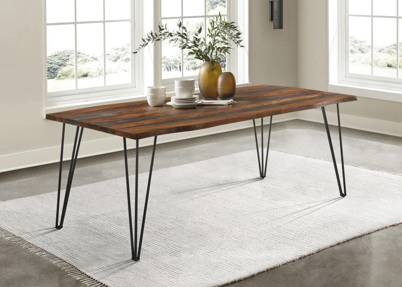 Mesa de comedor Neve de 80 pulgadas con borde natural de palisandro gris