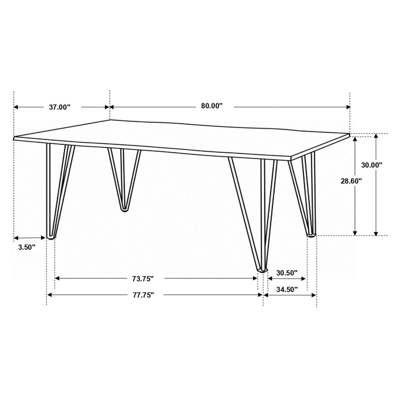 Mesa de comedor Neve de 80 pulgadas con borde natural de palisandro gris