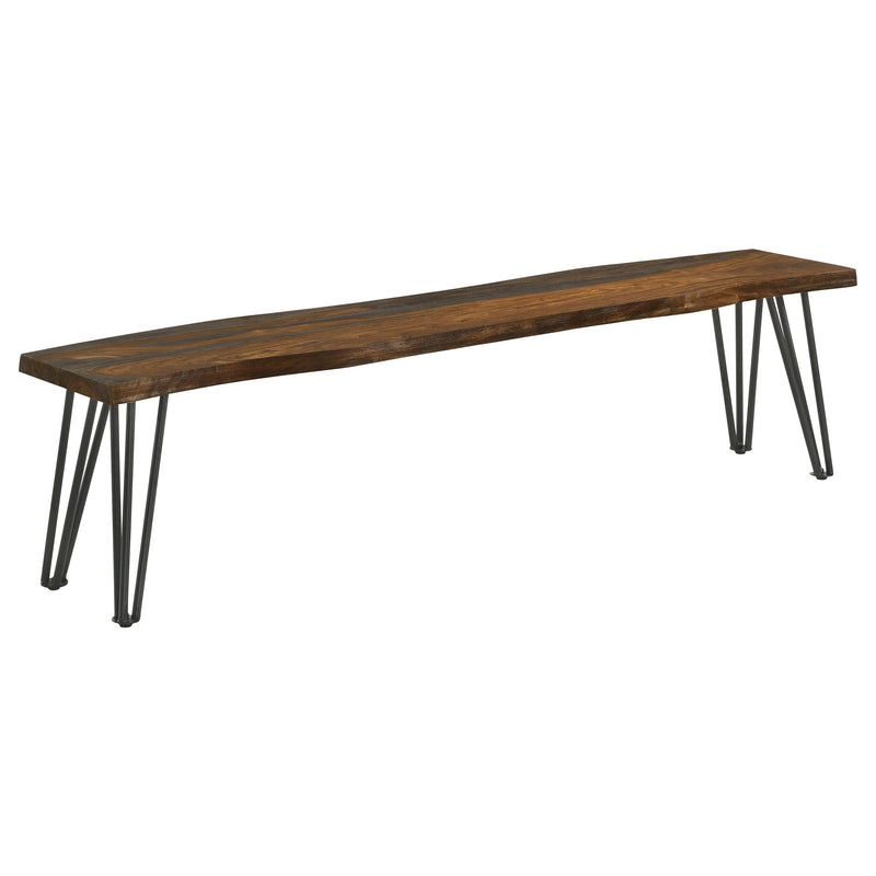 Banco de comedor Neve Live Edge de madera con patas de horquilla de palisandro gris