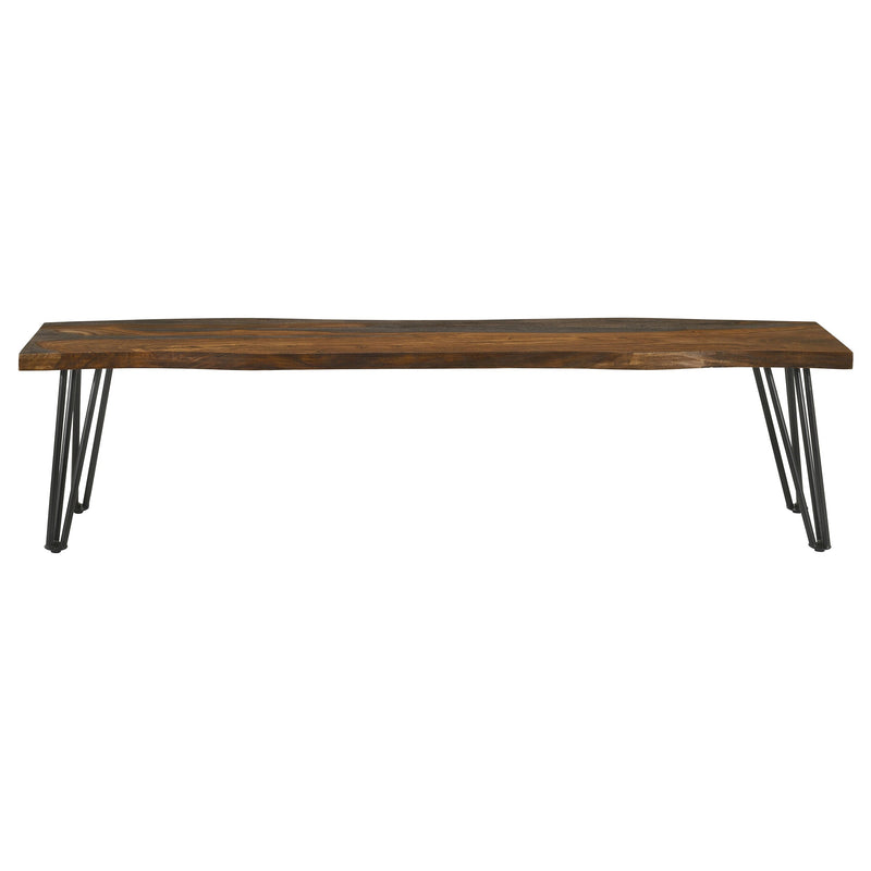 Banco de comedor Neve Live Edge de madera con patas de horquilla de palisandro gris