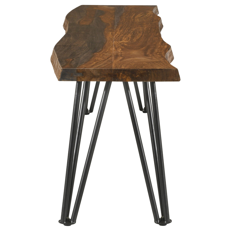 Banco de comedor Neve Live Edge de madera con patas de horquilla de palisandro gris