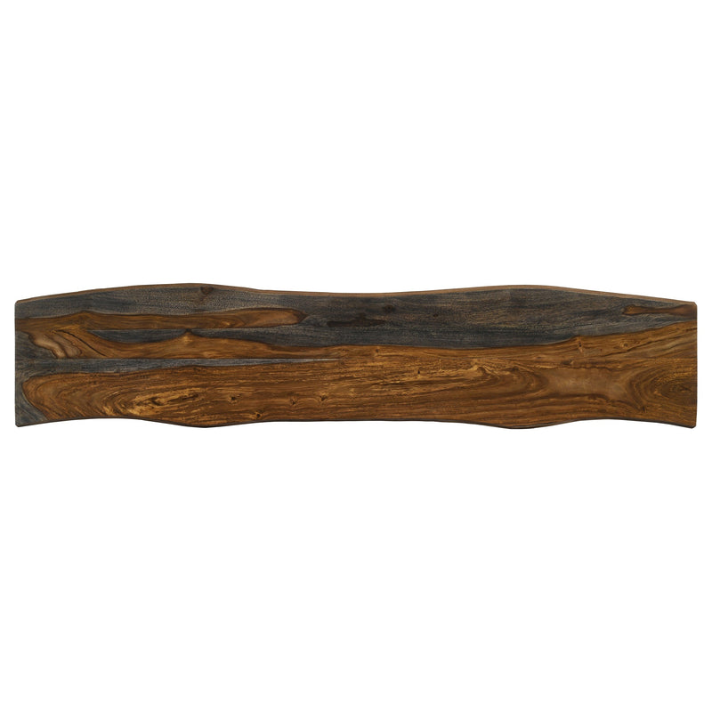 Banco de comedor Neve Live Edge de madera con patas de horquilla de palisandro gris