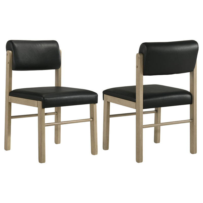 Silla auxiliar de comedor tapizada Kehoe, negra y roble natural (juego de 2)