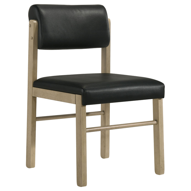Silla auxiliar de comedor tapizada Kehoe, negra y roble natural (juego de 2)