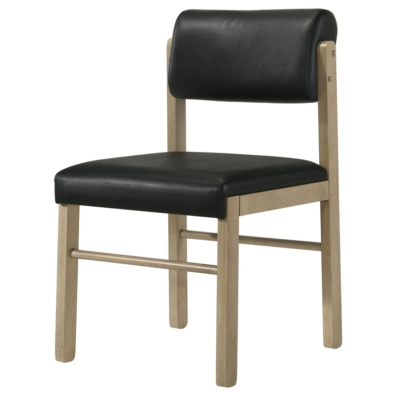 Silla auxiliar de comedor tapizada Kehoe, negra y roble natural (juego de 2)