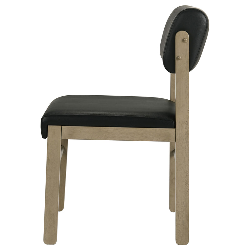 Silla auxiliar de comedor tapizada Kehoe, negra y roble natural (juego de 2)