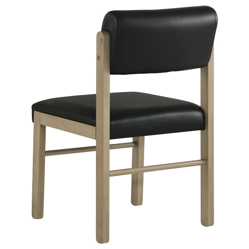 Silla auxiliar de comedor tapizada Kehoe, negra y roble natural (juego de 2)