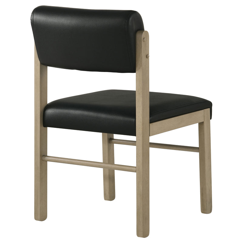 Silla auxiliar de comedor tapizada Kehoe, negra y roble natural (juego de 2)