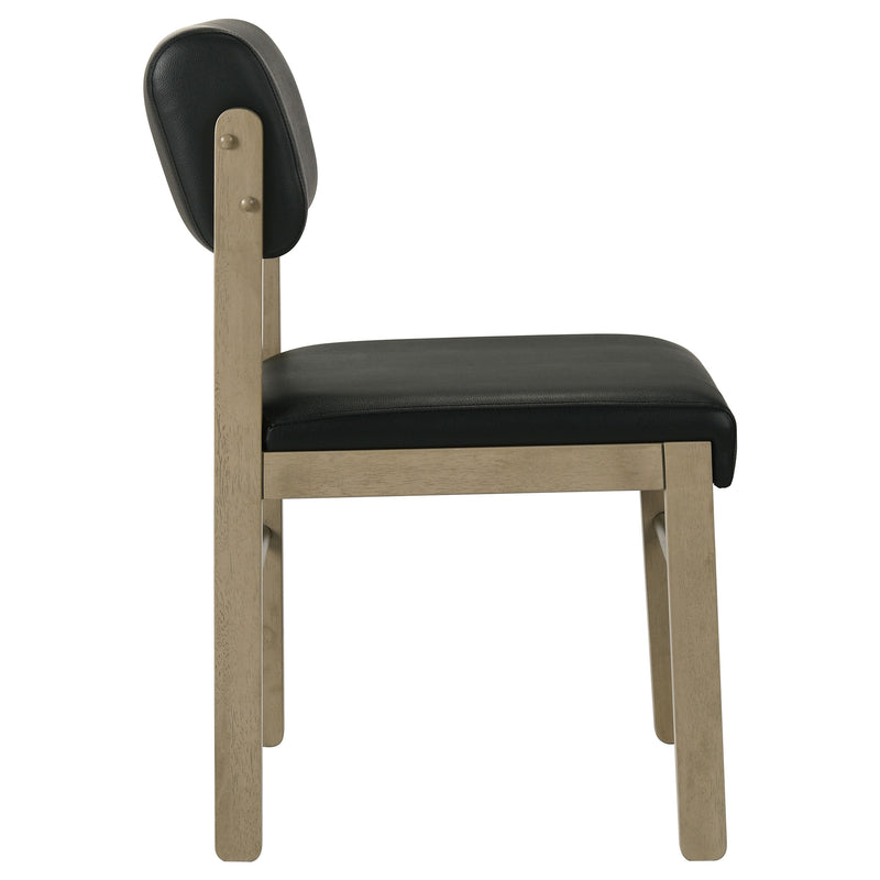 Silla auxiliar de comedor tapizada Kehoe, negra y roble natural (juego de 2)