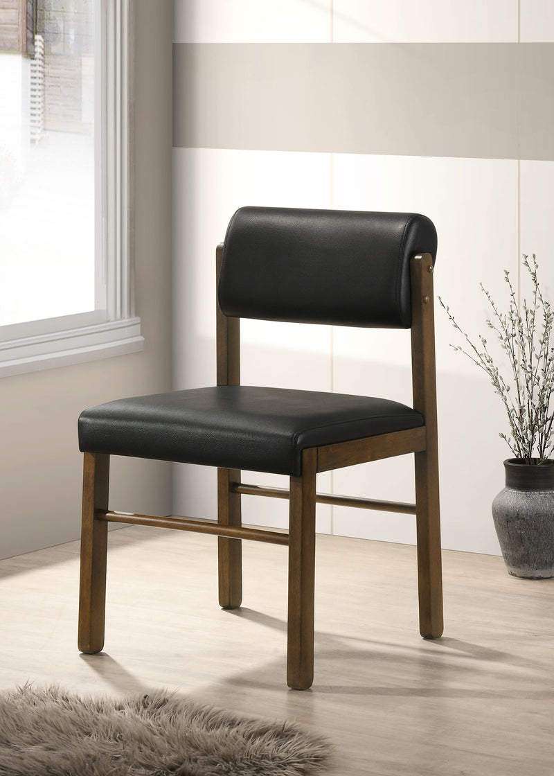 Silla auxiliar de comedor tapizada Kehoe, negra y roble natural (juego de 2)