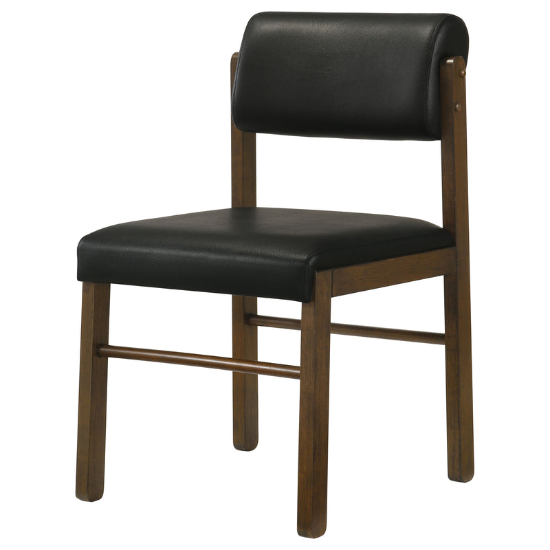 Silla auxiliar de comedor tapizada Kehoe, negra y roble natural (juego de 2)
