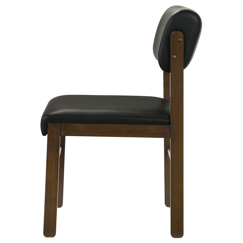Silla auxiliar de comedor tapizada Kehoe, negra y roble natural (juego de 2)
