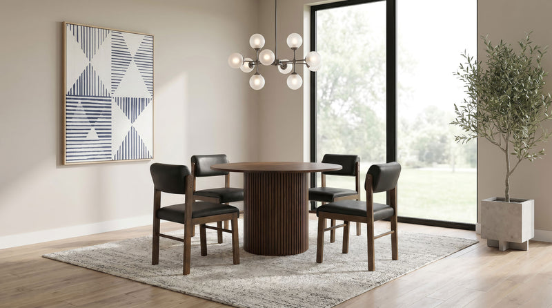 Hamlyn Round Wood Dining Set Black and