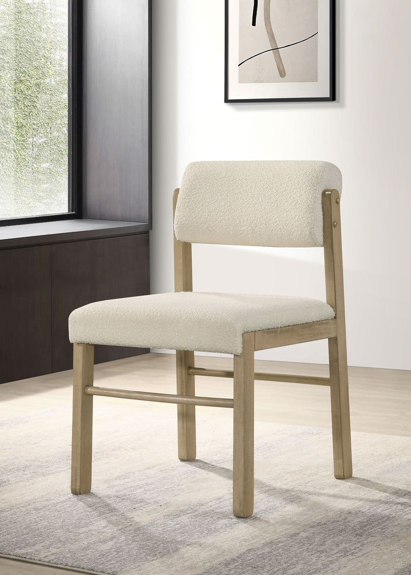 Silla auxiliar de comedor tapizada Kehoe, negra y roble natural (juego de 2)