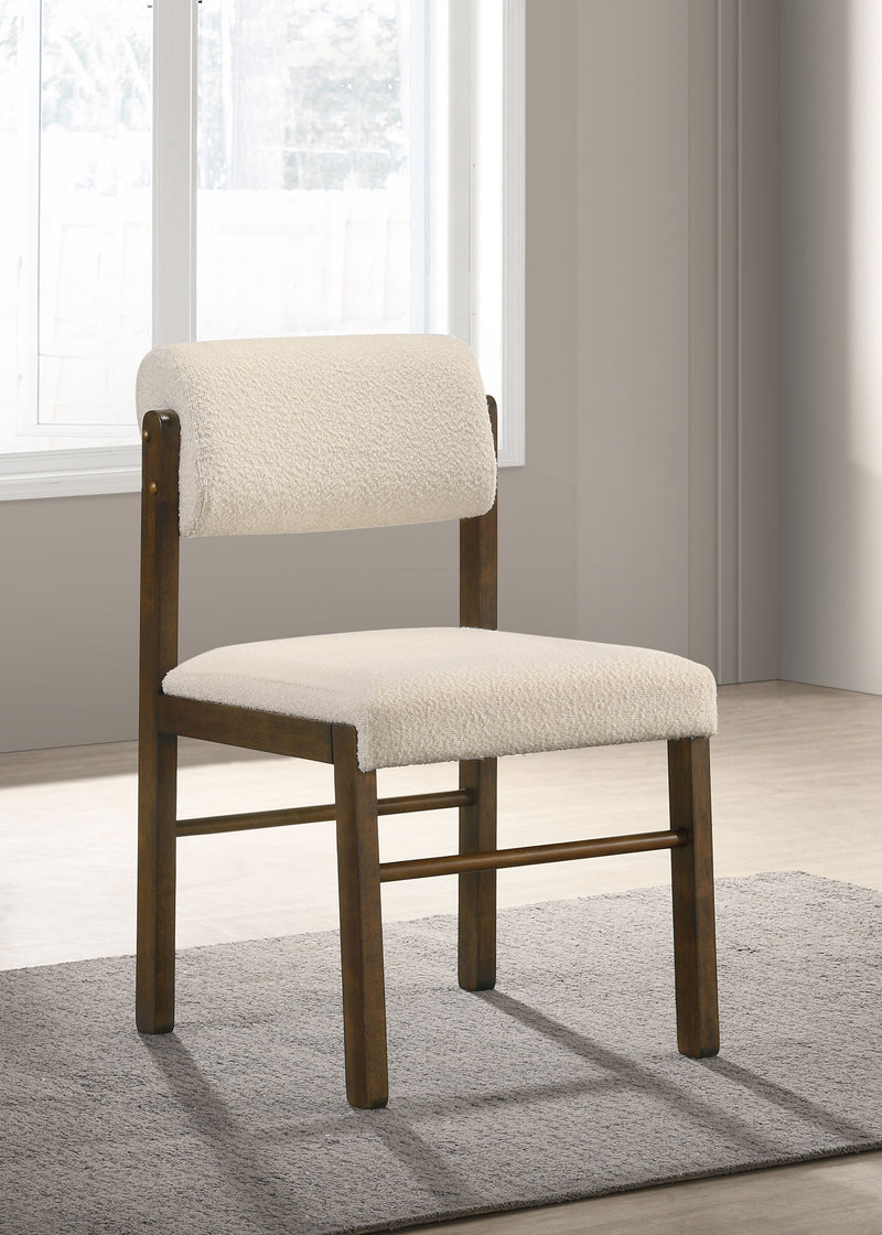 Silla auxiliar de comedor tapizada Kehoe, negra y roble natural (juego de 2)
