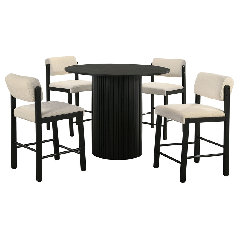 Juego de comedor Hamlyn de 5 piezas de madera redonda a la altura de la encimera, crema y negro