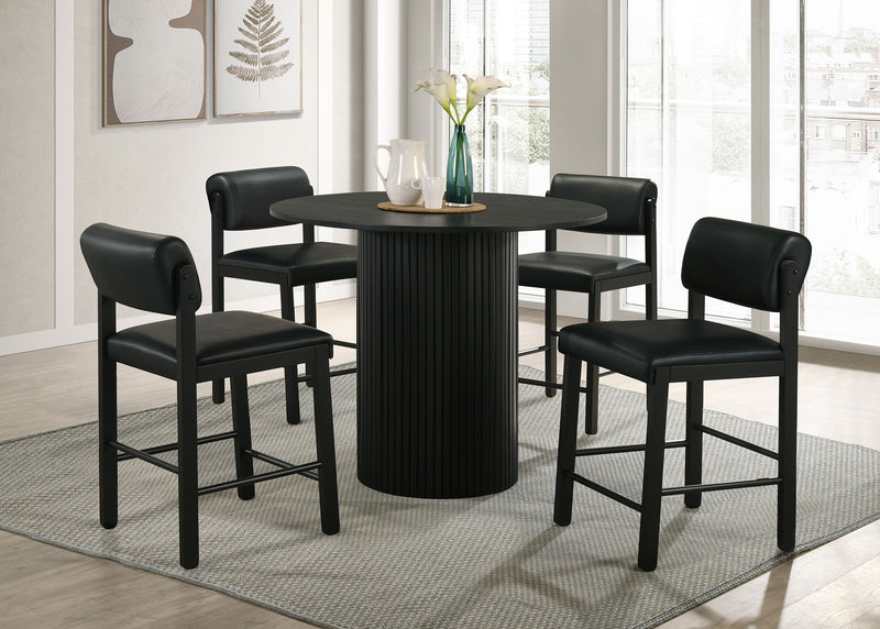 Juego de comedor redondo de 5 piezas de madera a altura de mostrador Hamlyn Negro