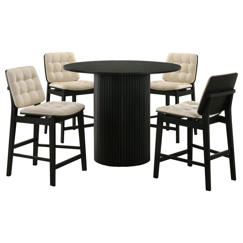Juego de comedor Hamlyn de 5 piezas de madera redonda a la altura de mostrador, color crema y negro