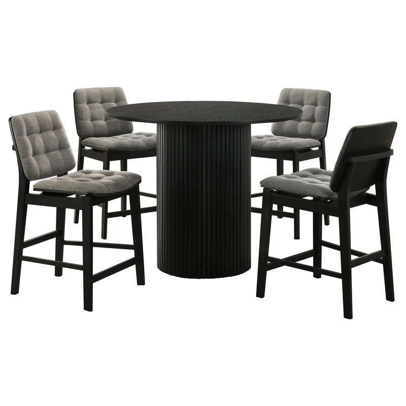 Juego de comedor Hamlyn de 5 piezas de madera redonda a la altura de la encimera en gris y negro