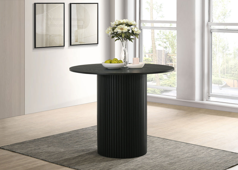 Mesa de comedor redonda de madera Hamlyn de 43 pulgadas, altura de encimera, color negro