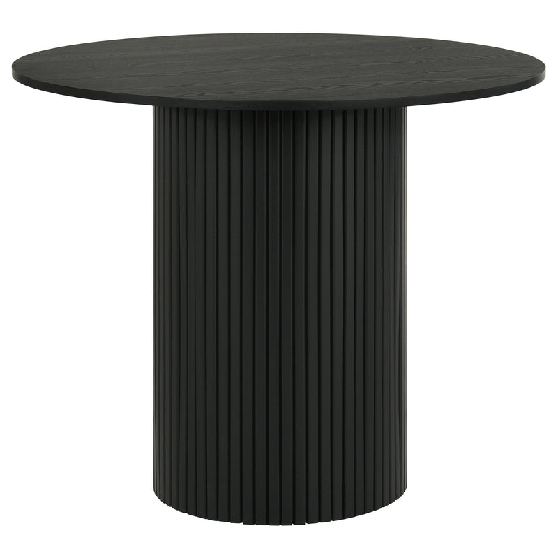 Mesa de comedor redonda de madera Hamlyn de 43 pulgadas, altura de encimera, color negro