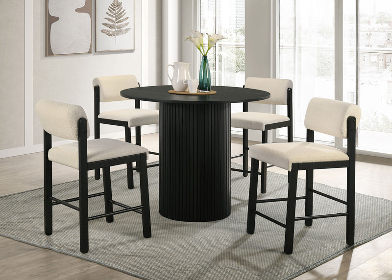 Mesa de comedor redonda de madera Hamlyn de 43 pulgadas, altura de encimera, color negro
