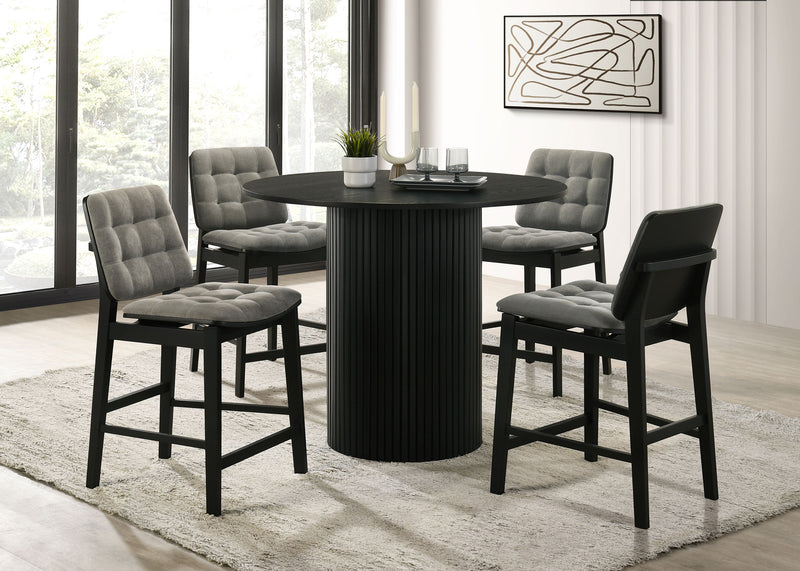 Mesa de comedor redonda de madera Hamlyn de 43 pulgadas, altura de encimera, color negro