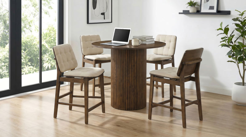 Hamlyn Round Wood Counter Height Dining Set Cream and