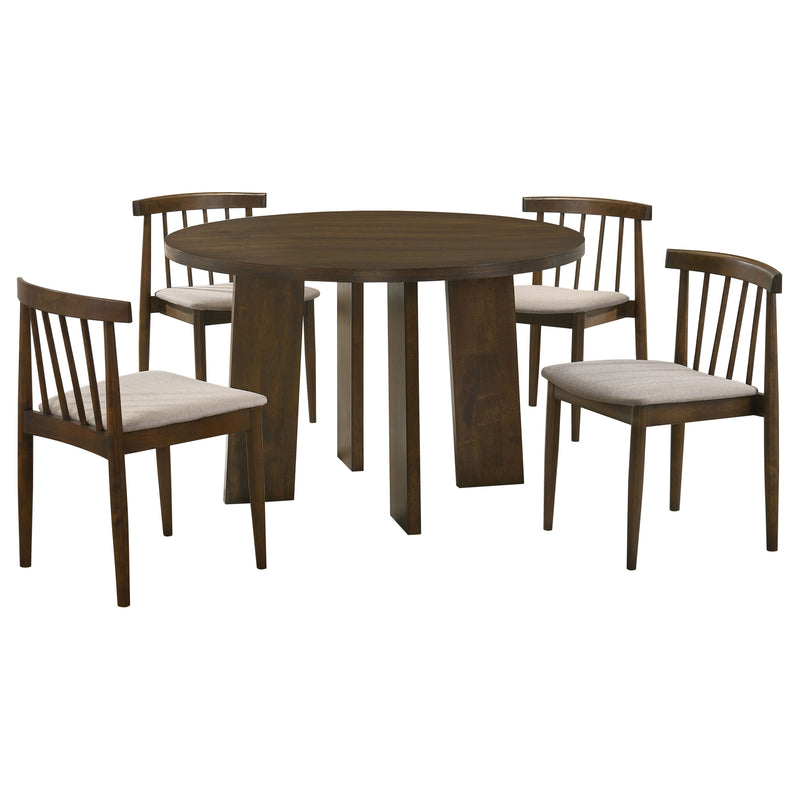 Juego de comedor Strouse de 5 piezas (trigo y nogal)
