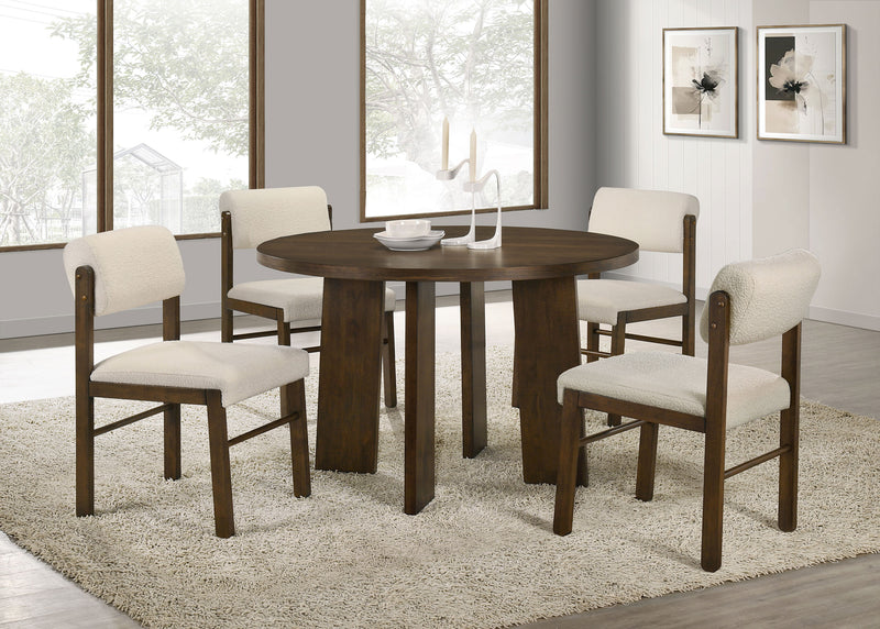 Juego de comedor Strouse de 5 piezas color crema y nogal