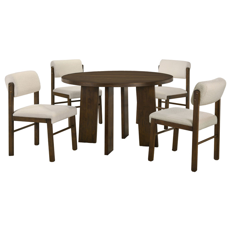 Juego de comedor Strouse de 5 piezas color crema y nogal