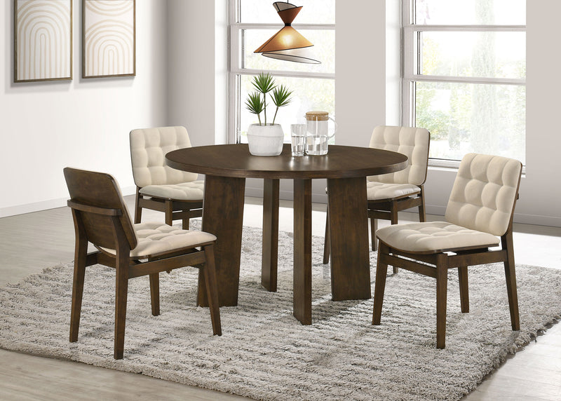 Juego de comedor Strouse de 5 piezas color crema y nogal