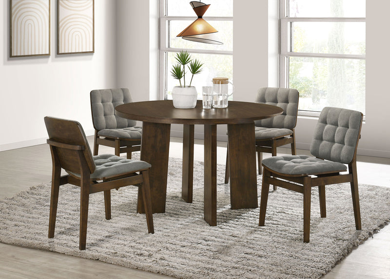 Juego de comedor Strouse de 5 piezas, gris y nogal