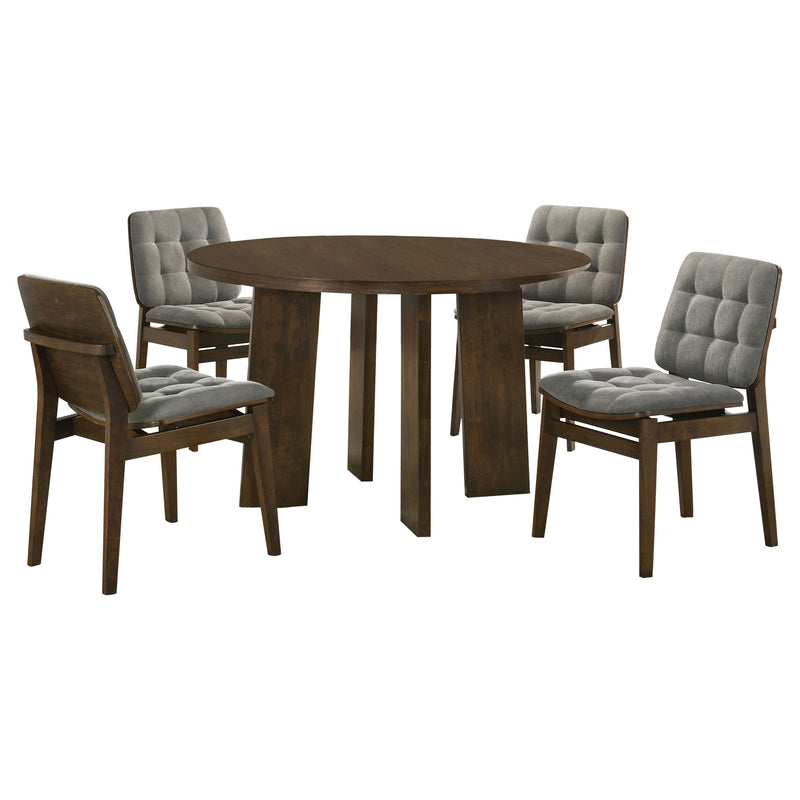 Juego de comedor Strouse de 5 piezas, gris y nogal