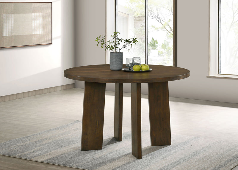 Mesa de comedor redonda de madera Strouse de 47 pulgadas, nogal