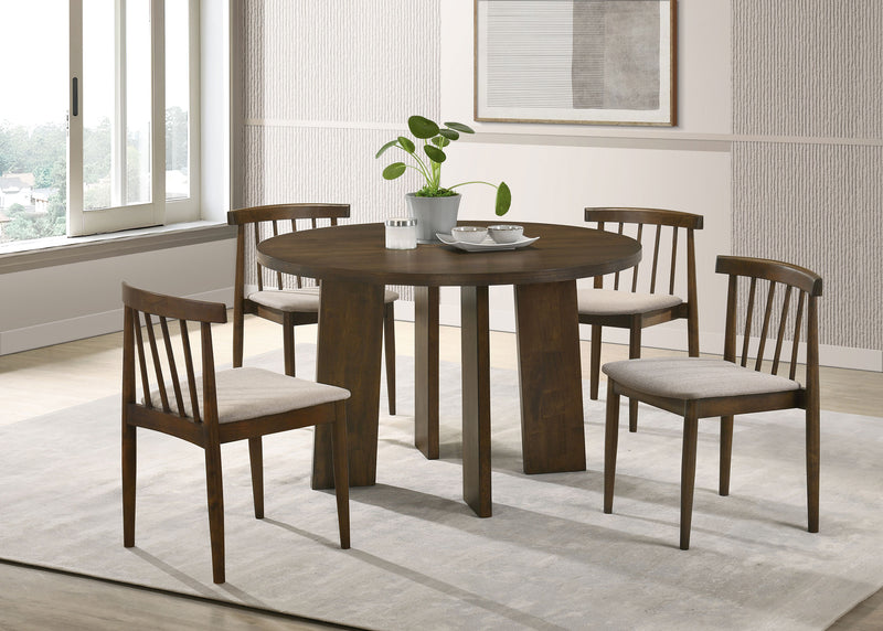 Mesa de comedor redonda de madera Strouse de 47 pulgadas, nogal