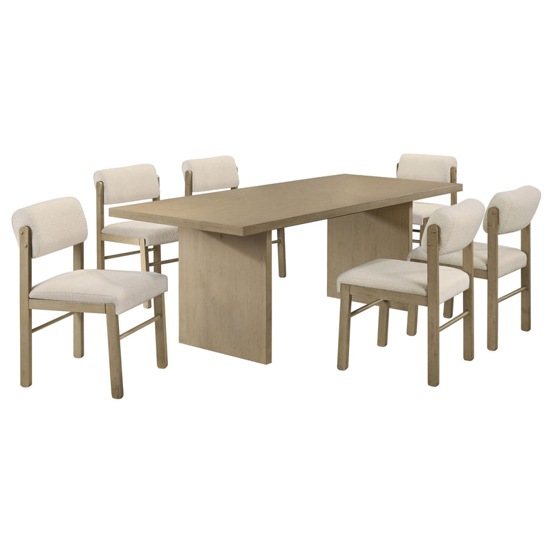 Juego de comedor rectangular Decker de 7 piezas y 82 pulgadas, color crema y roble natural