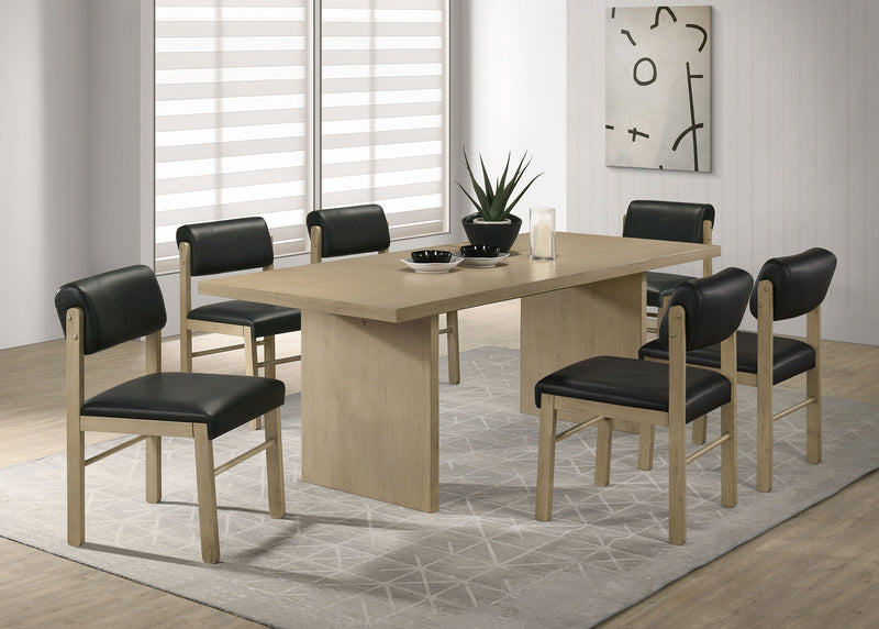 Juego de comedor rectangular Decker de 7 piezas, 82 pulgadas, negro y roble natural
