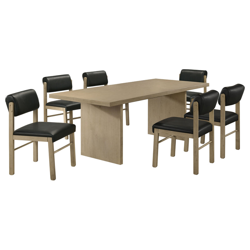 Juego de comedor rectangular Decker de 7 piezas, 82 pulgadas, negro y roble natural