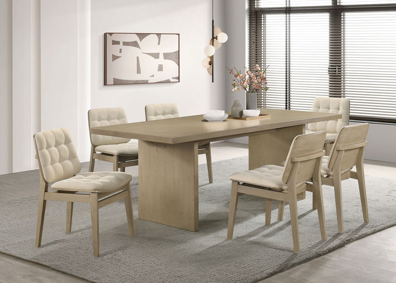 Juego de comedor rectangular Decker de 7 piezas de 82 pulgadas, crema y roble natural