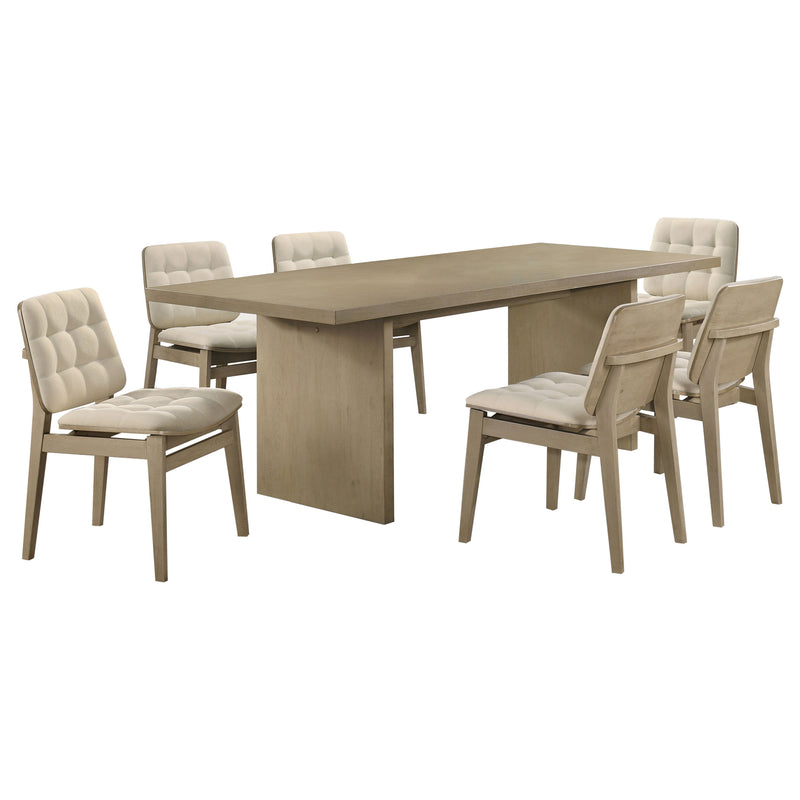 Juego de comedor rectangular Decker de 7 piezas de 82 pulgadas, crema y roble natural