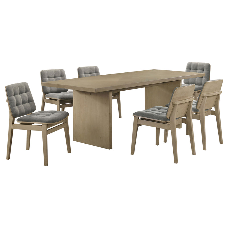 Decker juego de comedor rectangular de 7 piezas de 82 pulgadas, gris y roble natural