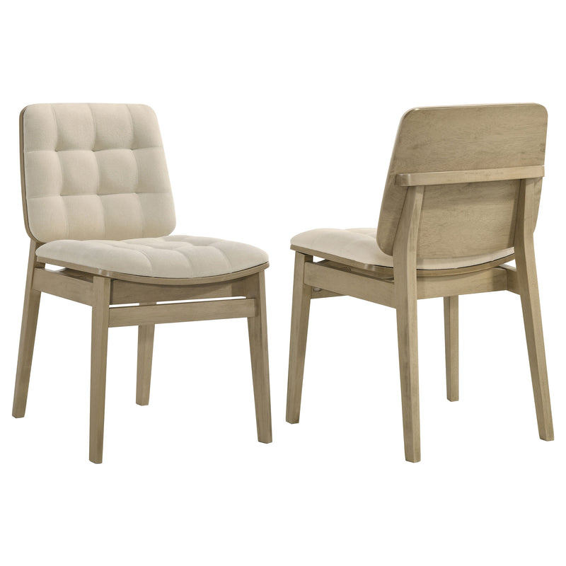 Sillas auxiliares tapizadas en terciopelo Redbridge color crema y roble natural (juego de 2)