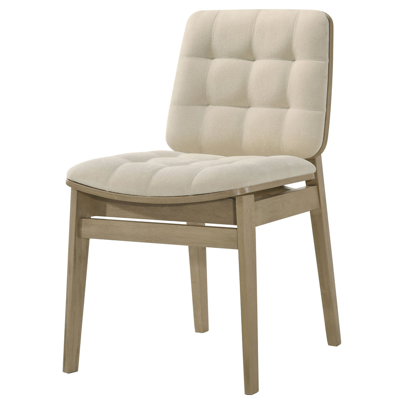 Sillas auxiliares tapizadas en terciopelo Redbridge color crema y roble natural (juego de 2)