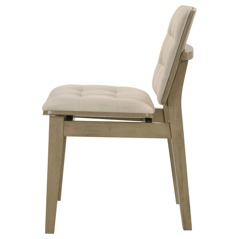 Sillas auxiliares tapizadas en terciopelo Redbridge color crema y roble natural (juego de 2)