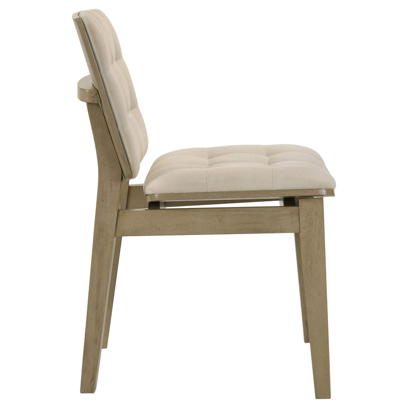 Sillas auxiliares tapizadas en terciopelo Redbridge color crema y roble natural (juego de 2)