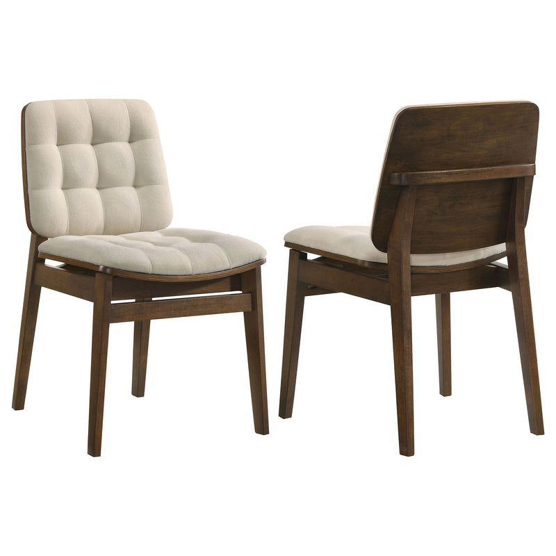 Sillas auxiliares tapizadas en terciopelo Redbridge color crema y roble natural (juego de 2)